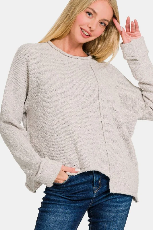 Warm women’s cardigans Asymmetric Hem Drop Shoulder Sweater