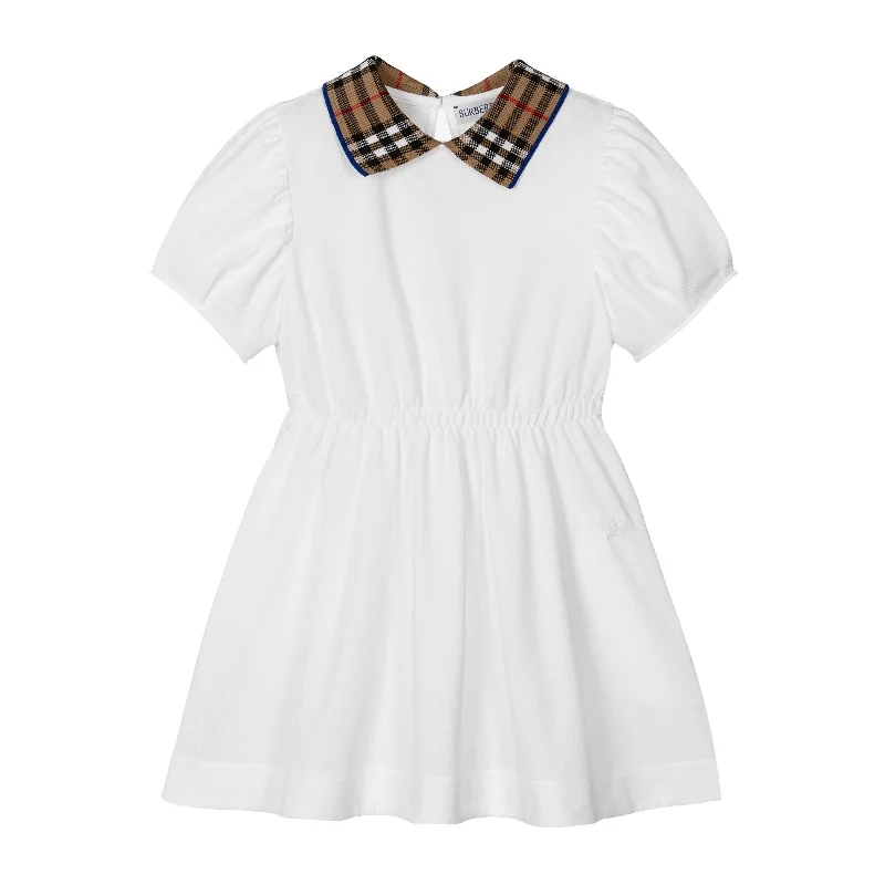 Women's evening wear dresses Top White Check Polo Dress