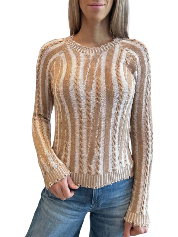 Trendy wool sweaters Cotton Plaited Cable Sweater In White/camel