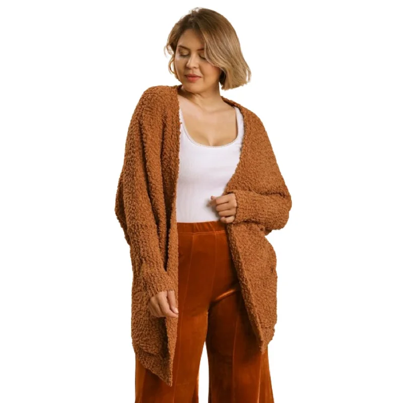 Layered wool sweaters Open Front Oversized Cardigan Sweater With Pockets