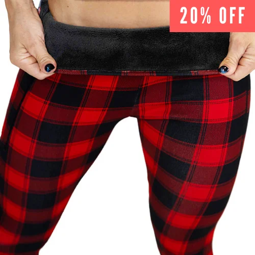 Full coverage leggings for women Fleece Lined Leggings | Buffalo Plaid