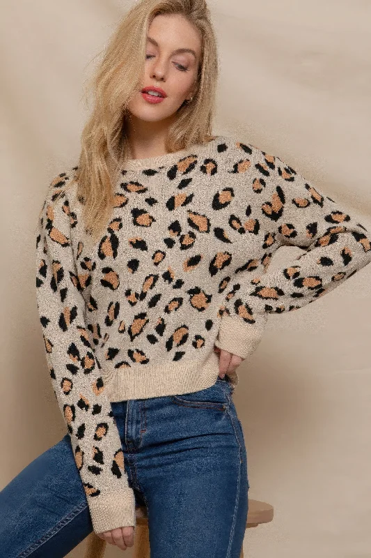 Wool knitwear Long Slv Animal Jacquard Sweater