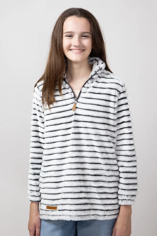 Stylish dresses for holiday season Top Simply Southern Youth Luxe Quarter Zip Front Pullover for Girls in Pavement | PP-0224-YTH-PULL-LUXE-PVMNT