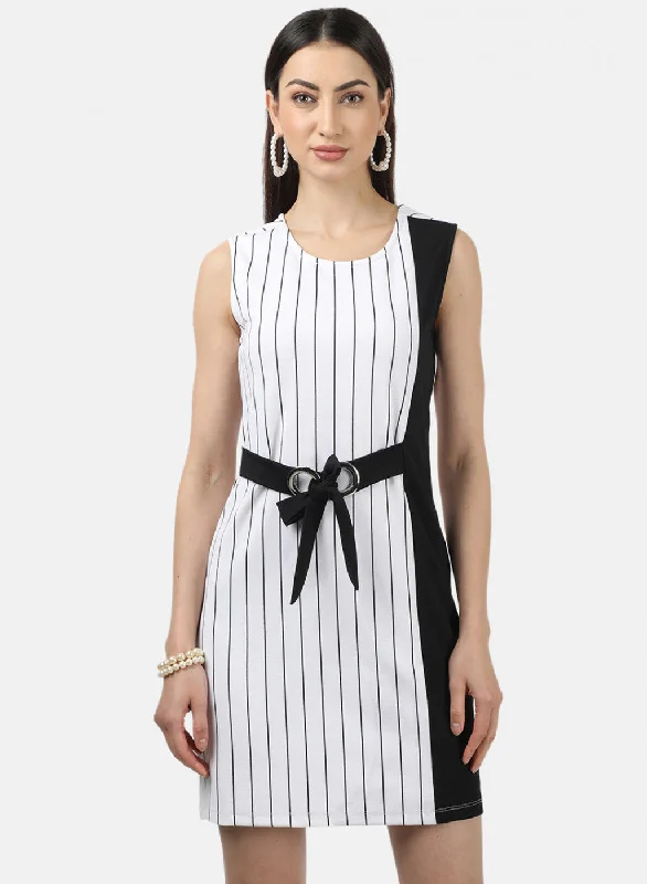 dressy summer dresses & jumpsuits Womens White & Black Stripe Dress