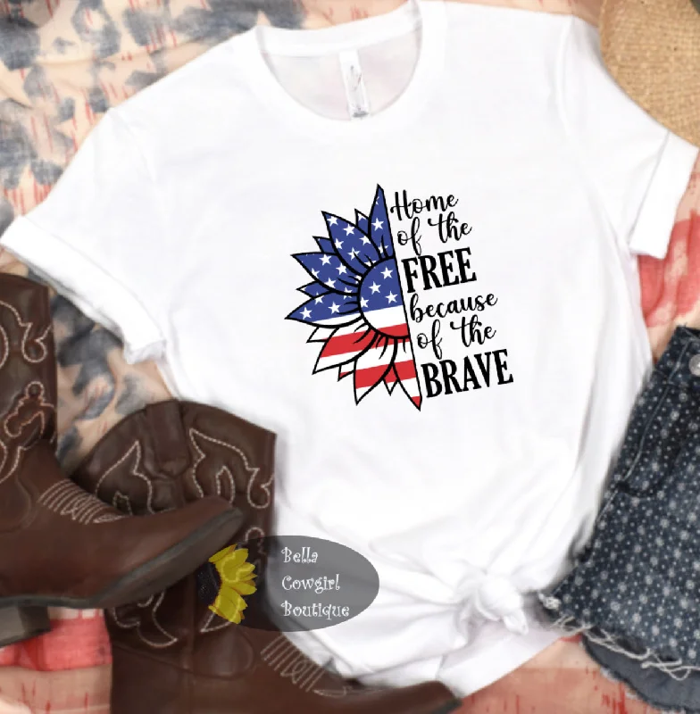 Women’s oversized graphic T-Shirts Home Of The Free Because Of The Brave July 4th Patriotic T-Shirt