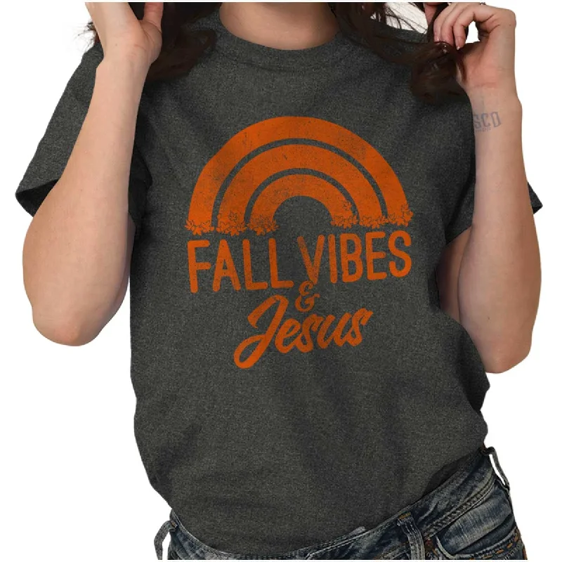 Women’s yoga T-Shirts Fall Vibes & Jesus T Shirt