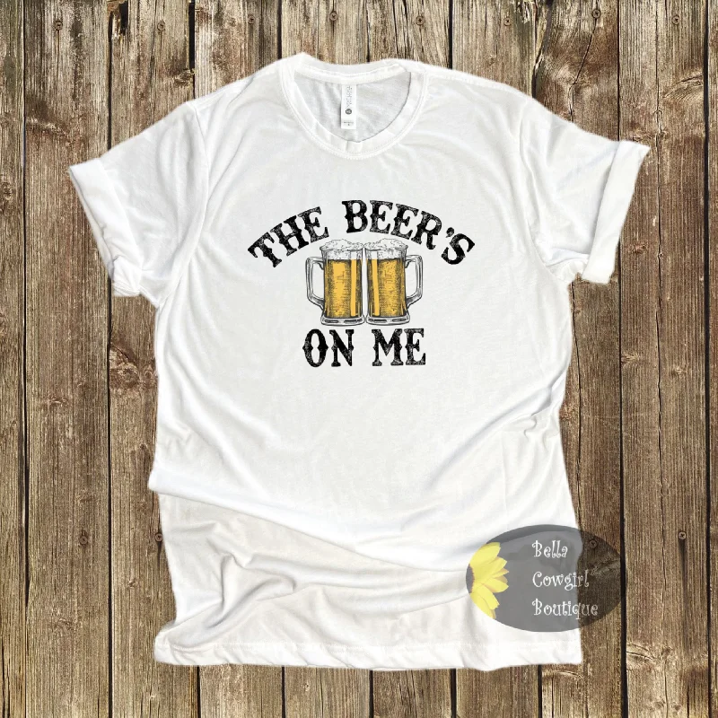 Women’s modern design T-Shirts The Beer's On Me Country Music T-Shirt