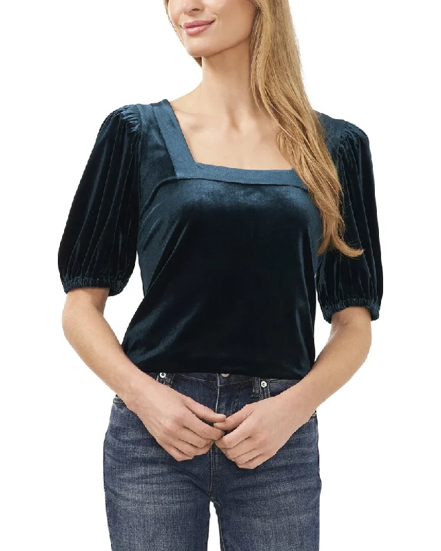 Cashmere blend sweaters for women Cece Square Neck Short Puff Sleeve Top