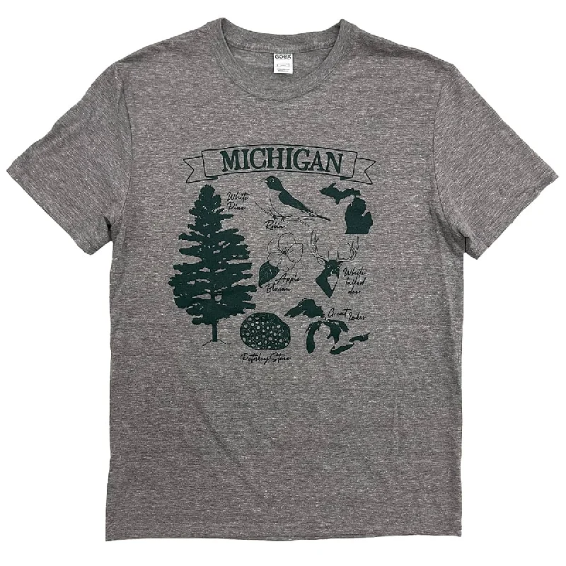 Women’s retro style T-Shirts State of Michigan Symbols Shirt