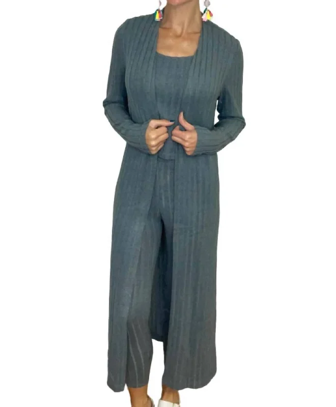 Long cozy sweaters Sondra Duster Cardigan In Blue