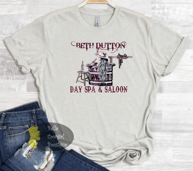 Women’s bold statement T-Shirts Yellowstone Beth Dutton Day Spa & Saloon Western T-Shirt