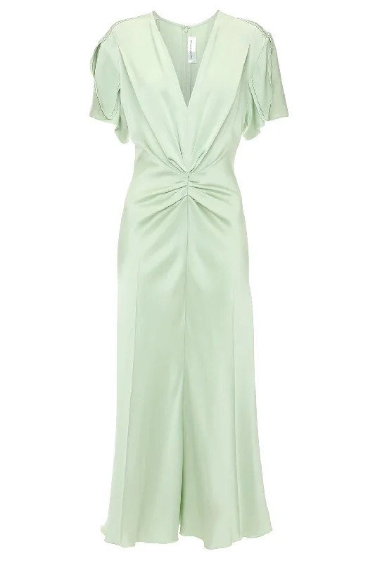 lace jumpsuits & dresses Gathered V-Neck Dress - Jade