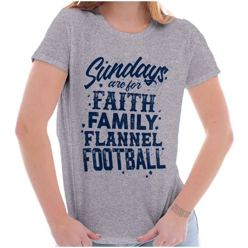 Women’s abstract print T-shirts Faith Family Football Ladies T Shirt