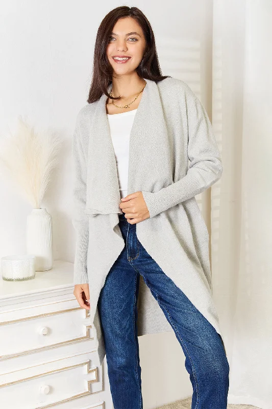 Women’s winter warm sweaters Open Front Duster Cardigan with Pockets