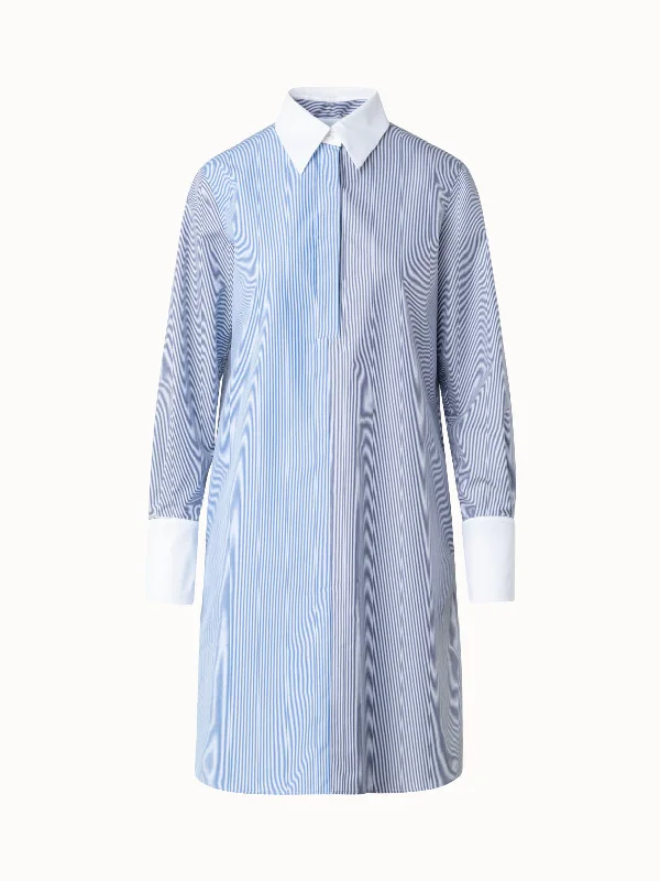 boho chic dresses & jumpsuits for summer Striped Shirt Dress with Detachable White Collar and Cuffs