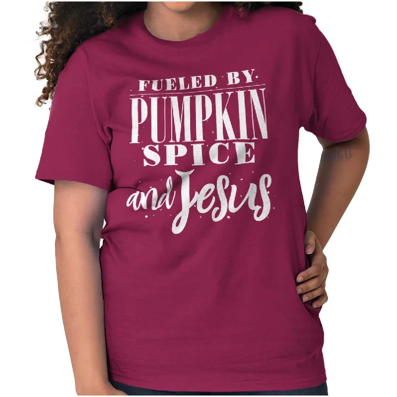 Women’s everyday graphic T-shirts Fueled by PSLs and Jesus T Shirt