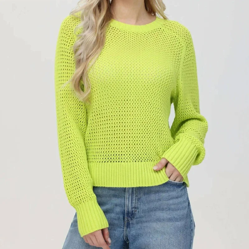 Trendy sweaters for cold weather Margot Crewneck Sweater In Wild Lime