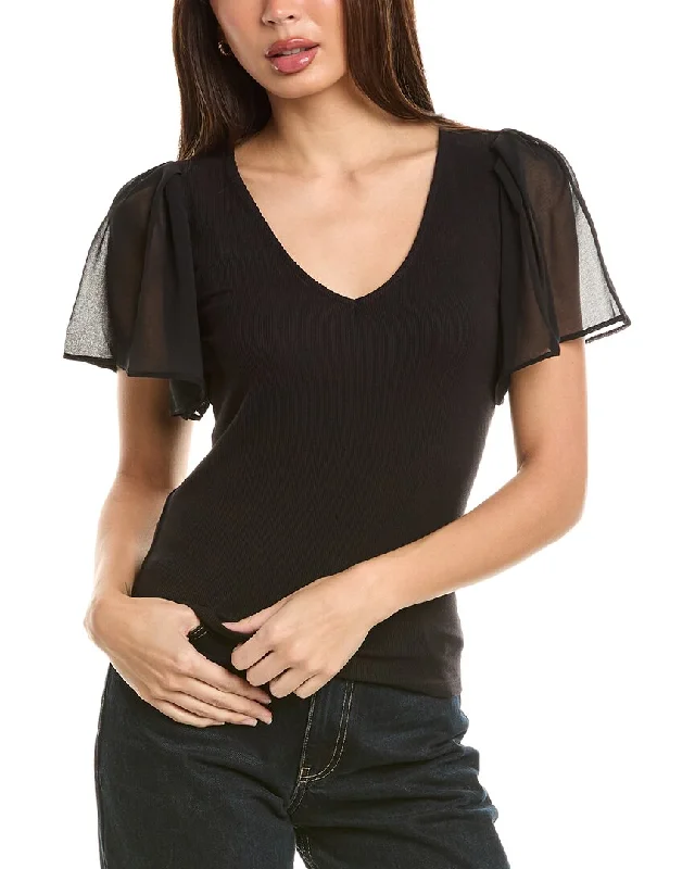 Elegant casual sweaters 1.State Flutter Sleeve Top