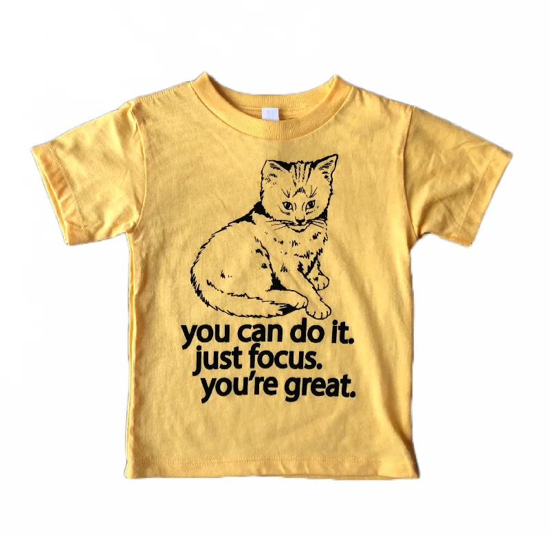 Women’s inspirational design tees Focus Cat Youth T-shirt - Banana