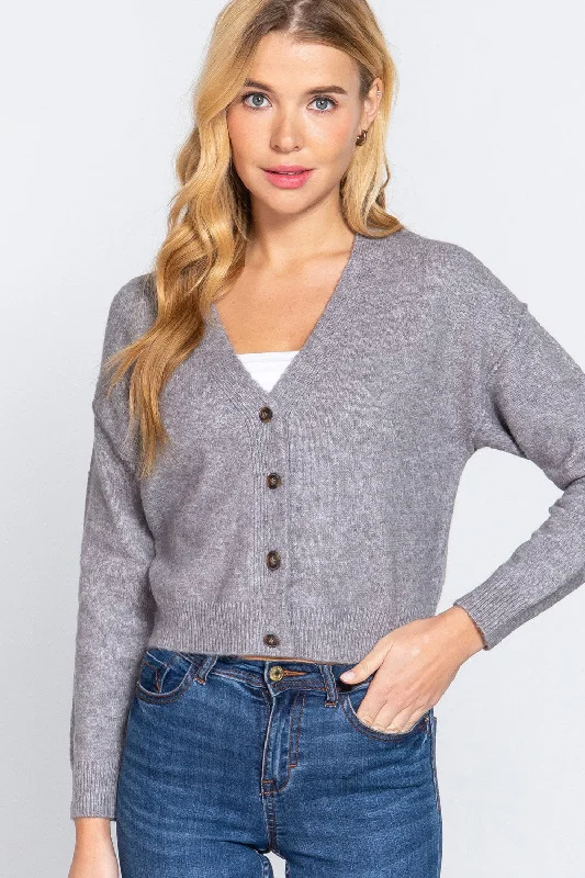 Fleece-lined sweaters for women V-Neck Button Up Long Sleeve Knit Cardigan