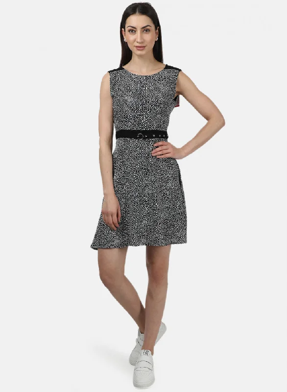 festive dresses & jumpsuits for holidays Womens Black Printed Dress