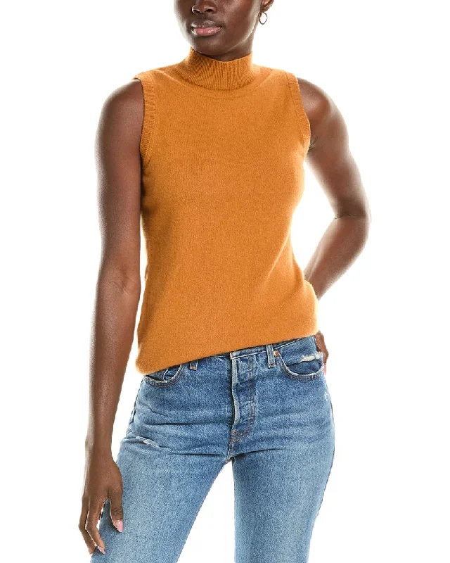 Bright-colored sweaters for women Sofiacashmere Mock Neck Cashmere Tank