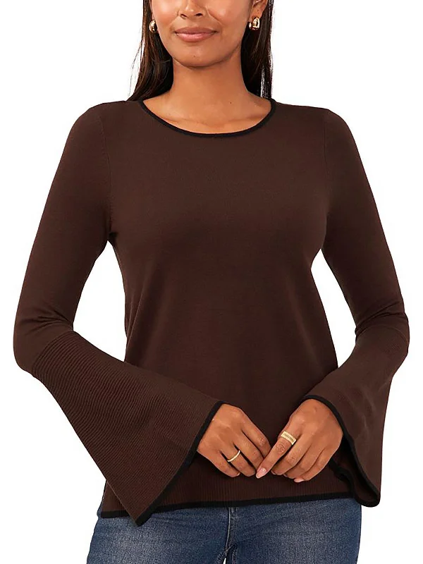 Women’s winter knit cardigans Womens Side Slit Long Sleeve Crewneck Sweater