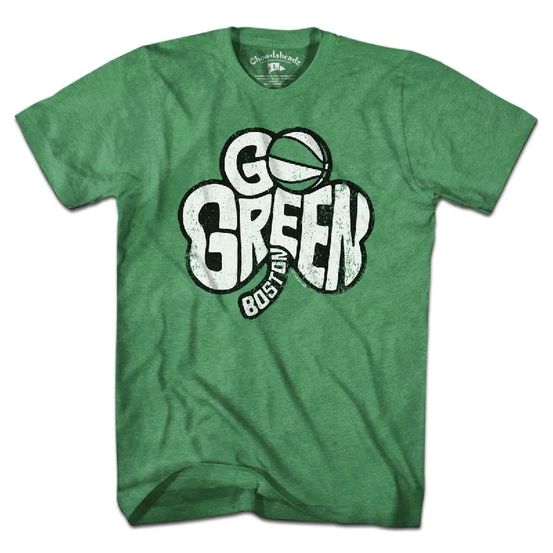 Women’s tie-front T-Shirts Go Green Boston Shamrock T-Shirt