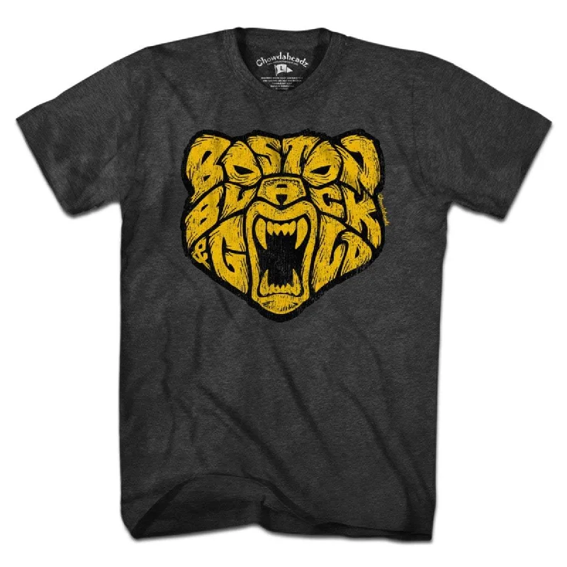 Women’s color block T-Shirts Boston Black & Gold Bear T-Shirt