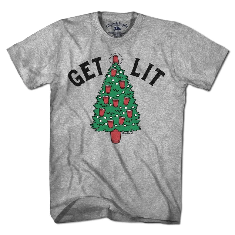 Women’s luxury graphic design T-Shirts Get Lit Christmas Tree T-Shirt