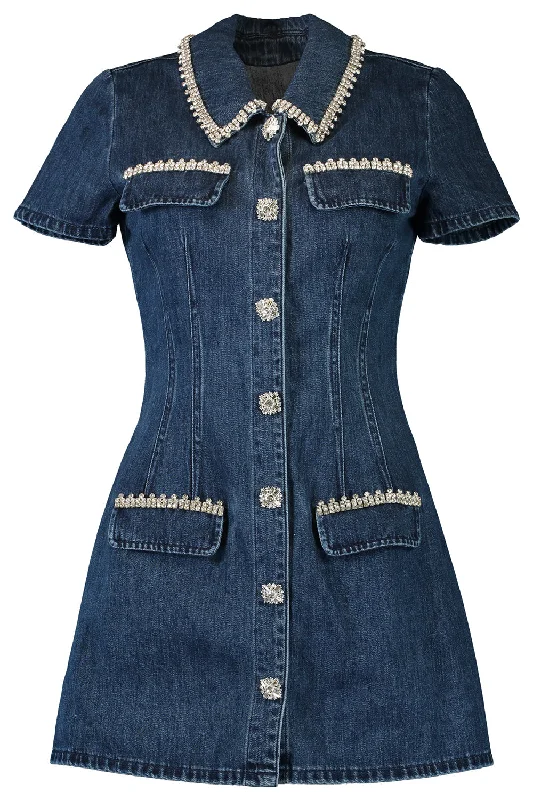 short dresses & jumpsuits for winter Denim Collared Mini Dress