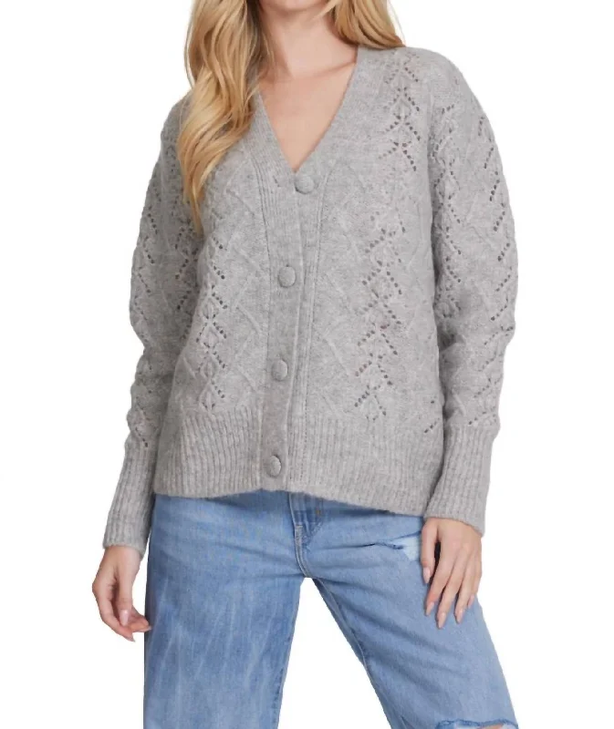 Lightweight wool sweaters Mohair Pointelle Oversized Cardigan In Light Grey