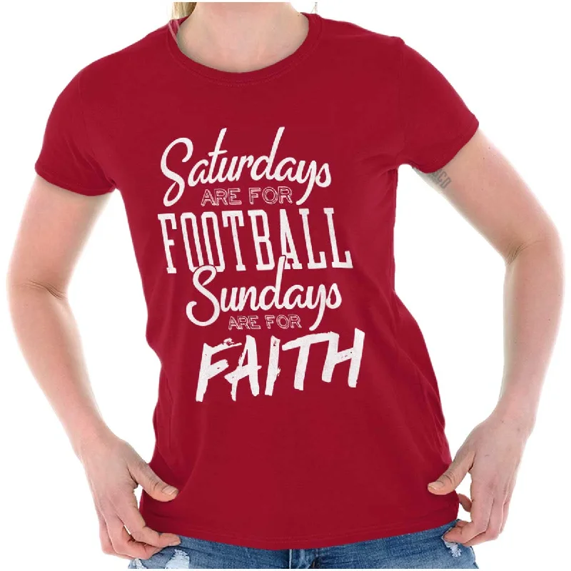 Women’s cotton fashion tees Weekend Football & Faith Ladies T Shirt