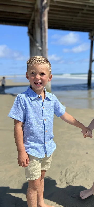 Affordable party dresses Top Boys S/S Newport Blue Shirt