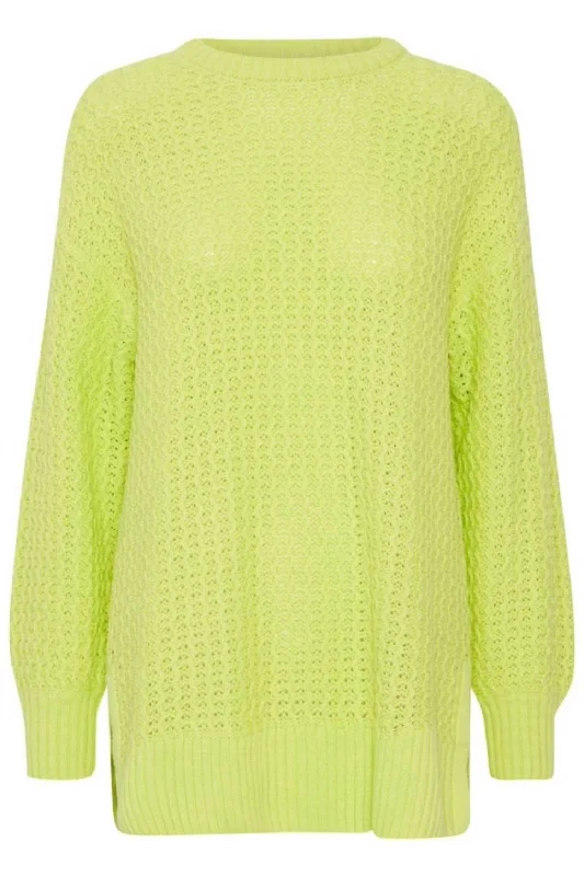 Warm knitted cardigans Women's Split Hem Sweater In Lime