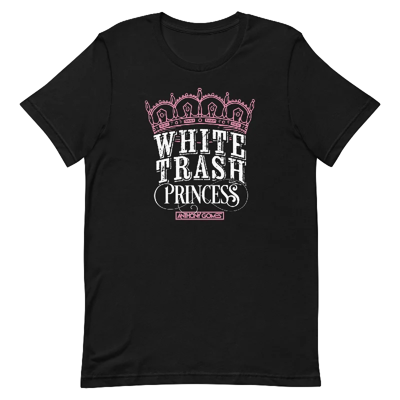 Women’s fun graphic print T-shirts White Trash Princess Short-Sleeve Unisex T-Shirt (XS-5XL)