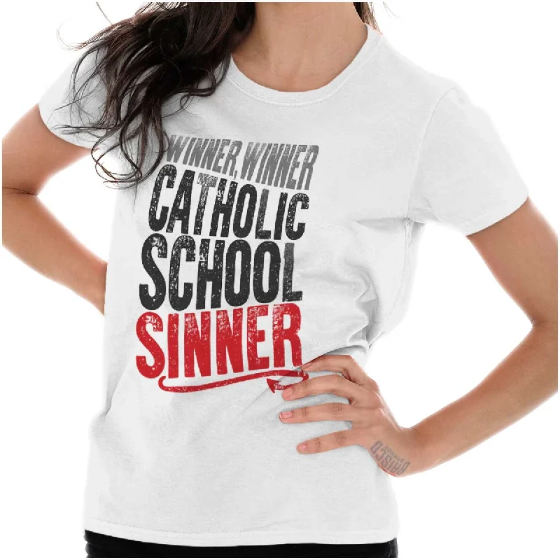 Women’s cool street art T-shirts Catholic School Sinner Ladies T Shirt