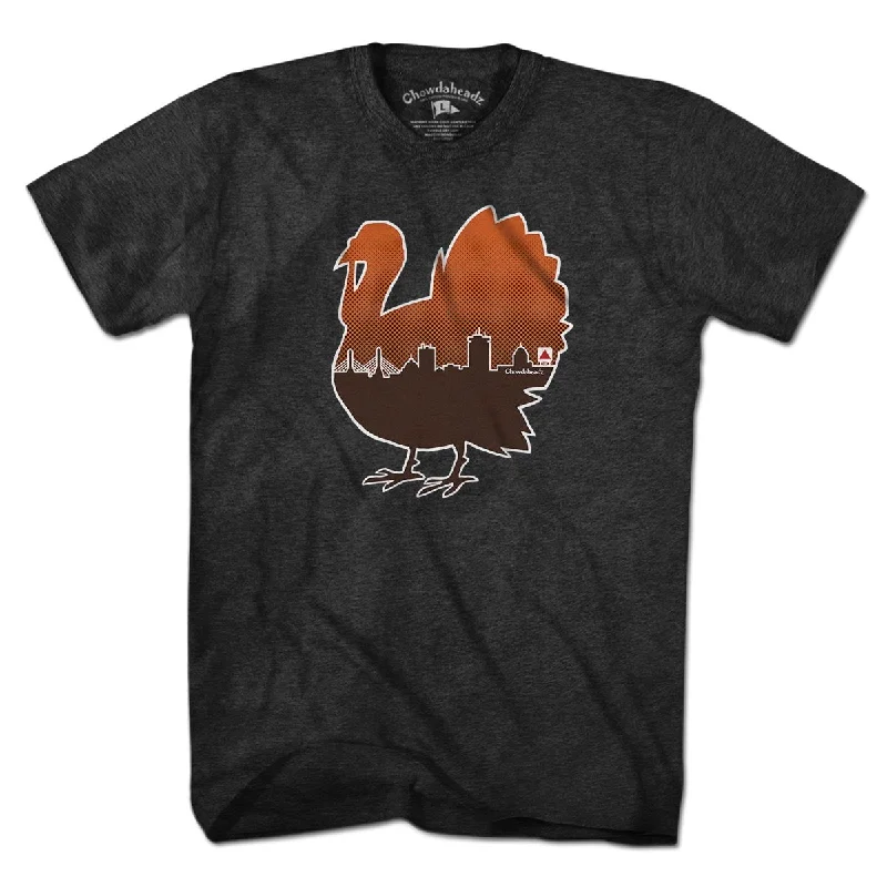 Women’s tailored fit T-Shirts Boston Thanksgiving Turkey Skyline T-Shirt