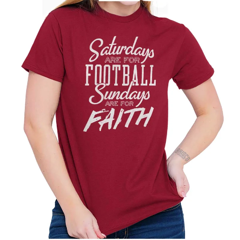 Women’s simple slogan tees Weekend Football & Faith T Shirt