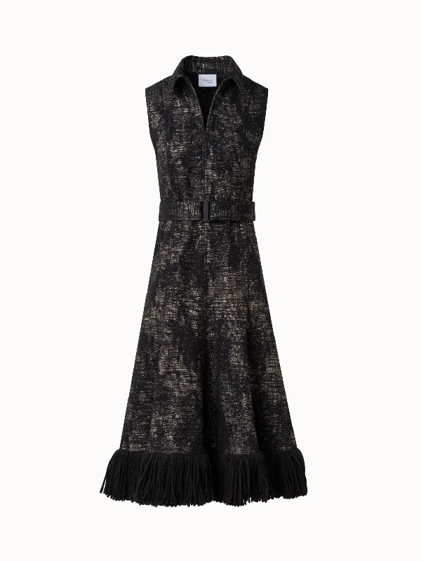 comfy everyday dresses & jumpsuits Jacquard Midi Dress with Fringes