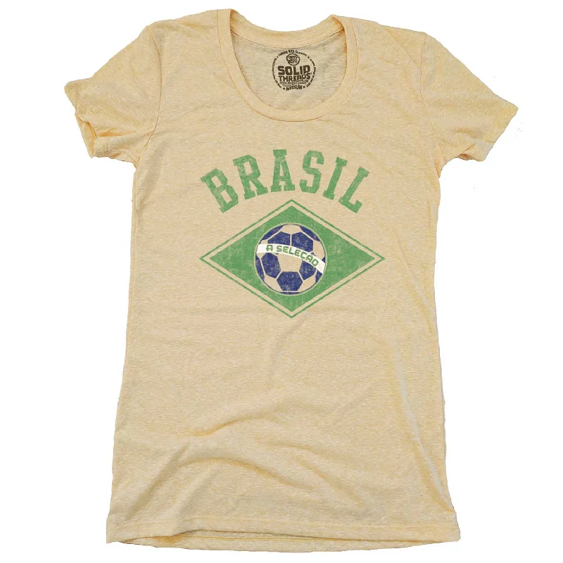 Women’s simple design T-Shirts Women's Brazil National Soccer Team T-shirt