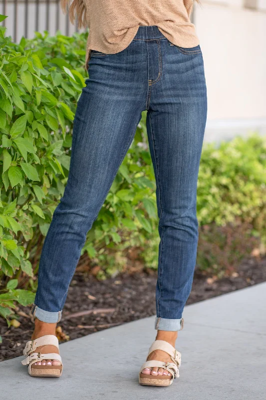 women bootcut jeans Alexandria High Rise Pull On Double Cuffed Slim Fit Regular & Plus Sizes