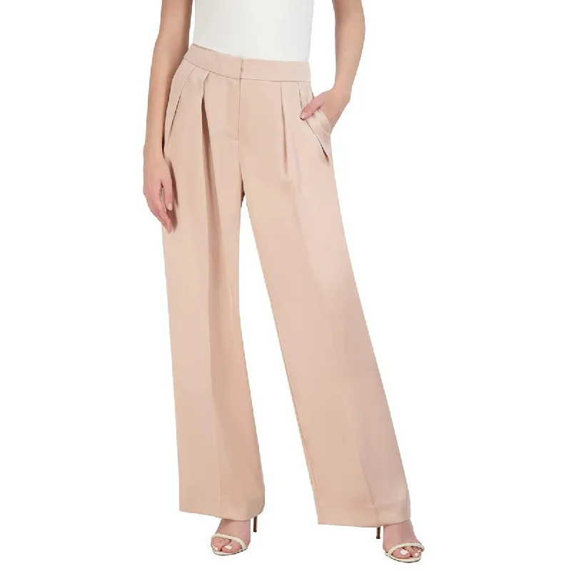 smart office pants for women BCBGMAXAZRIA Womens Pleated Double Weave Wide Leg Pants