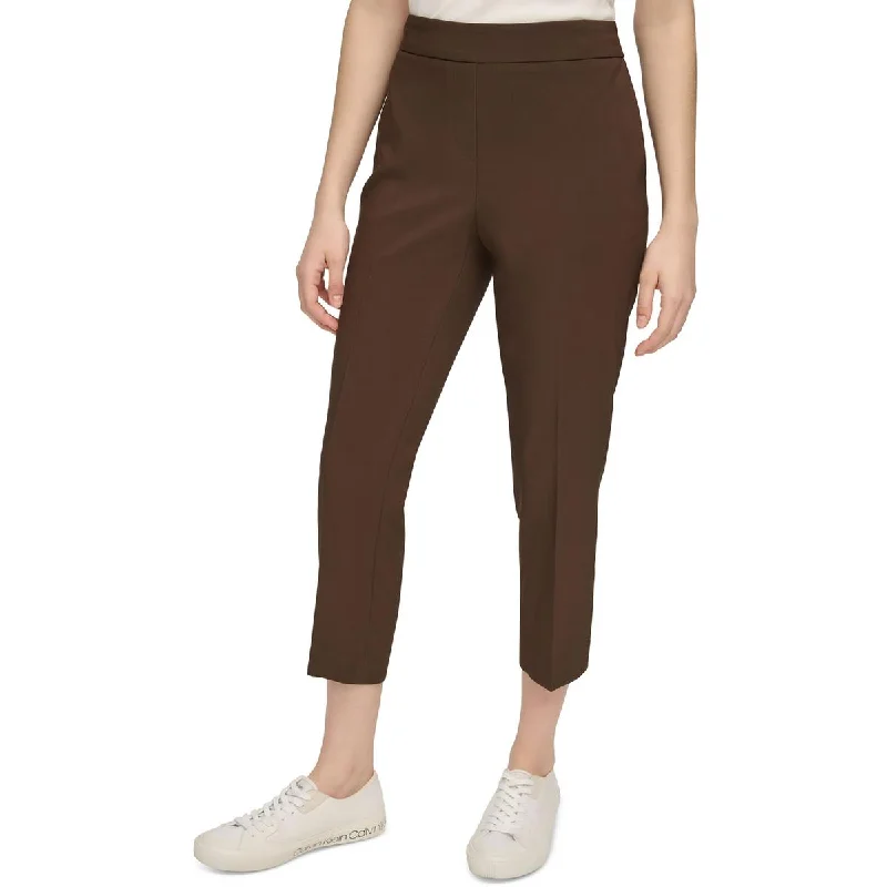 comfortable women's pants Calvin Klein Womens High Rise Elastic Waist Cropped Pants