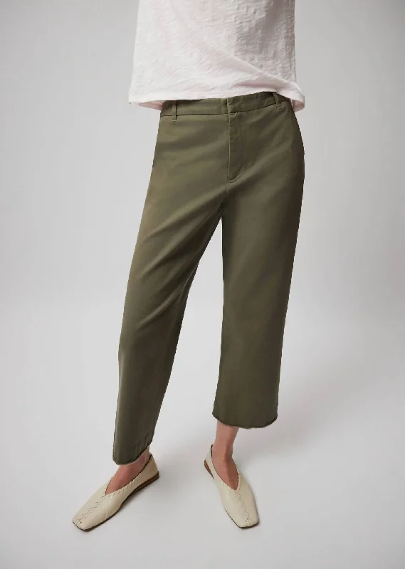 stylish elegant pants for office Cotton Twill Boyfriend Pant In Army