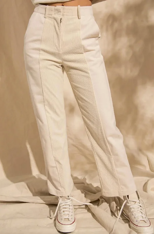 stylish office pants with pockets Danielle Split Panel Pants In Ivory