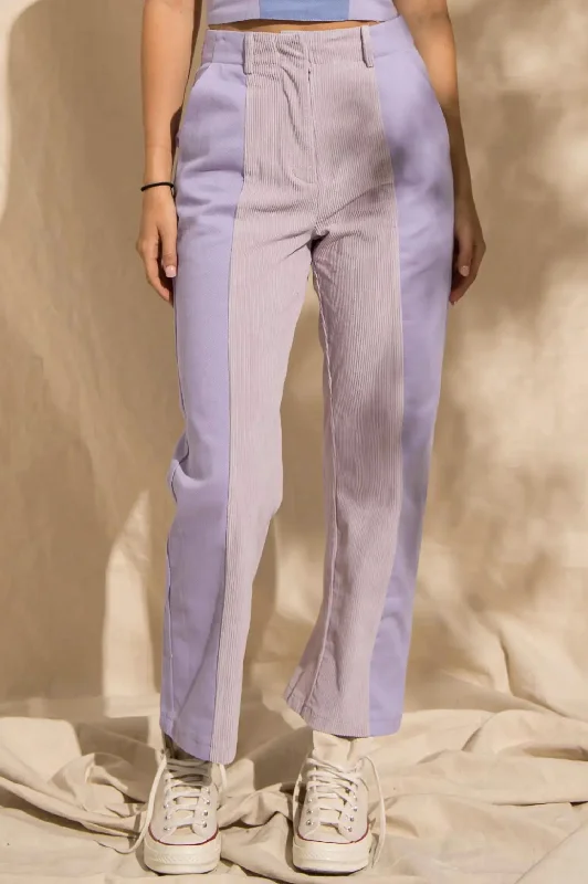 versatile comfortable pants Danielle Split Panel Pants In Lavender