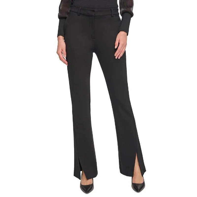 trendy pants with elastic waist DKNY Womens High Rise Trouser Flared Pants