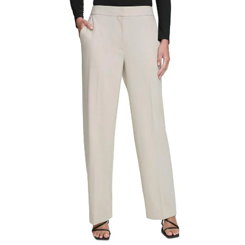 stylish slim fit office pants DKNY Womens Petites High Waisted Wide Leg High-Waisted Pants