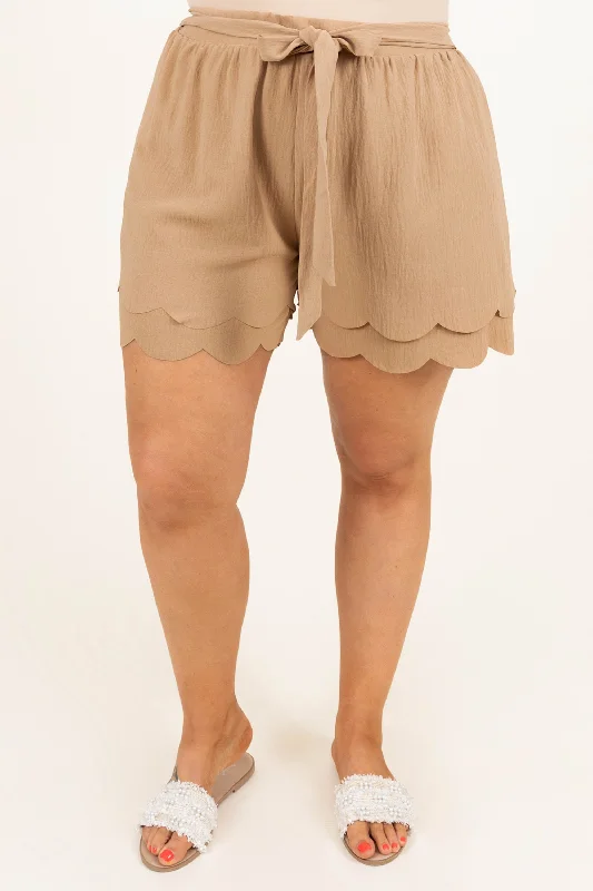 stretchy workout shorts women Everything And More Shorts, Taupe